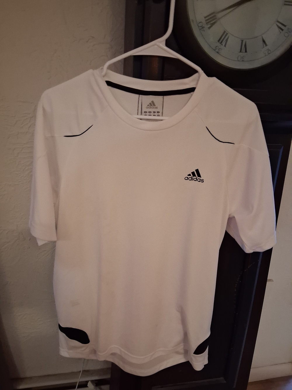 Adidas White Performance Tee with Black Accents